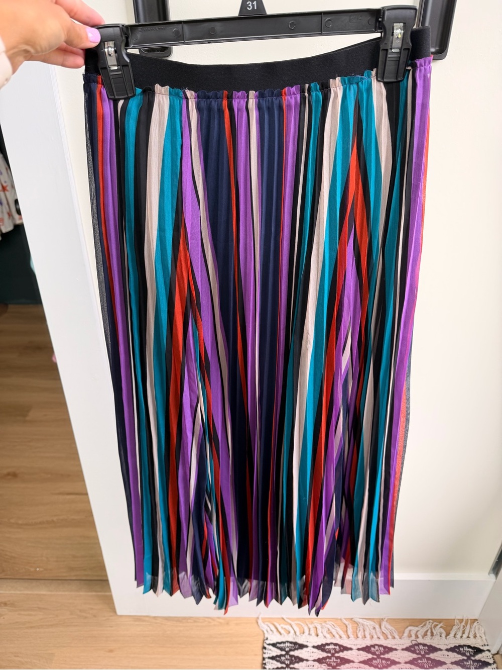 Halogen Multicolor Pleated Midi Skirt in Teal, Purple, Navy, Black, Red, Cream